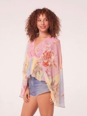 Band Of The Free Women's Size Small (I Believe) Floral Sheer Blouse
